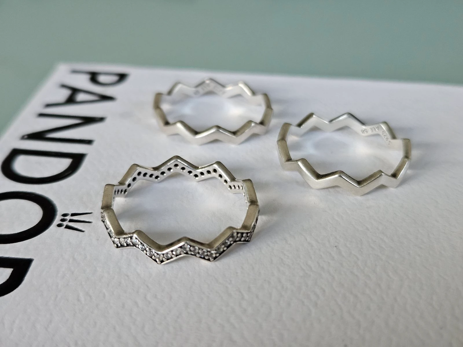 Conjunto de 3 anéis Pandora tamanho 58 zigzag – photo 9